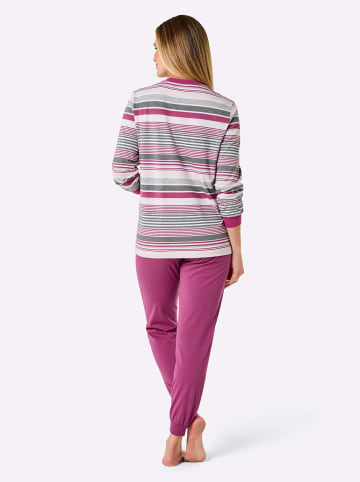 WITT WEIDEN Schlafanzug in erika-grau-geringelt