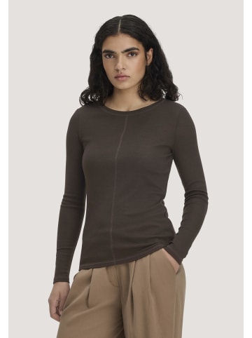 Hessnatur Hessnatur Longsleeve Slim aus Bio-Schurwolle und TENCEL™ Lyocell in kakao braun