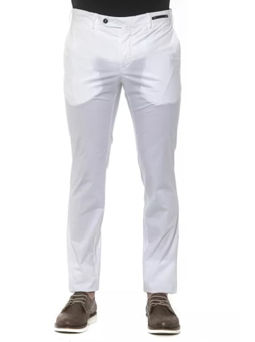 Weiß Baumwolle Herren Slim Hose