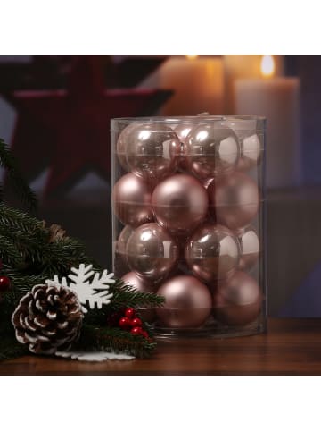 MARELIDA 20er Set Weihnachtskugeln Glas D: 6cm in rosa