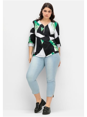 sheego Langarmshirt in schwarz gemustert