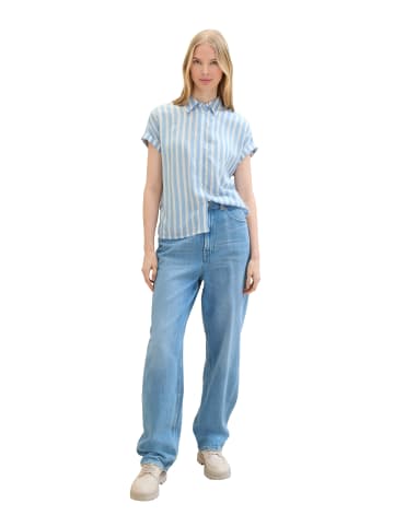 Tom Tailor Bluse Gestreiftes Kurzarm Shirt in Blau-3