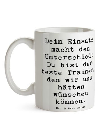 Mr. & Mrs. Panda Keramikbecher Spruch Trainer Unterschied mit Sp... in Weiß