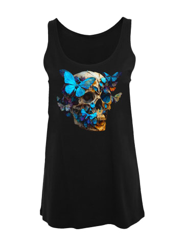 F4NT4STIC Damen Tanktop Totenkopf Schmetterling in schwarz