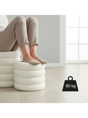 relaxdays Hocker in Weiß - (H)44 x Ø37 cm
