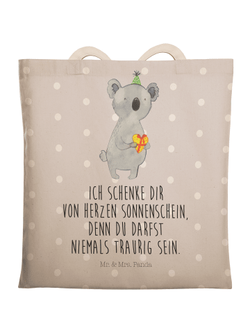 Mr. & Mrs. Panda Stofftasche Koala Geschenk mit Spruch in Grau Pastell