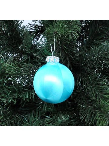 Thüringer Glasdesign 12x Thüringer Glas Eislack 6cm Christbaumkugeln in Türkis