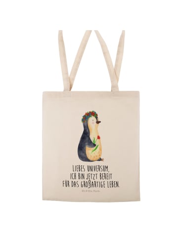 Mr. & Mrs. Panda Schultasche Pinguin Blumen mit Spruch in Creme