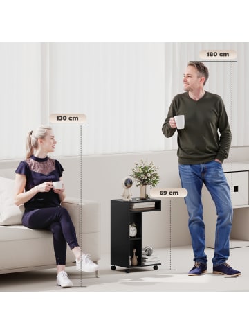 HOMCOM Beistelltisch-40L x 30B x 69H cm-Schwarz