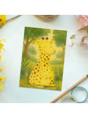 Mr. & Mrs. Panda Postkarte Giraffe Zufrieden Design ohne Spruch in Weiß