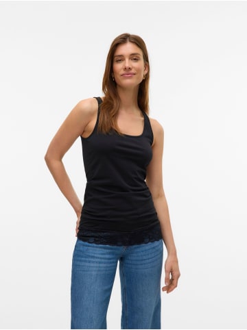 Vero Moda 2er-SET Ärmelloses Top mit Spitzenabschluss am Saum in Schwarz