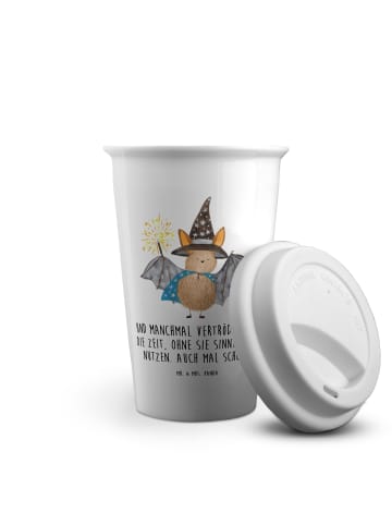 Mr. & Mrs. Panda Kaffeebecher To Go Fledermaus Zauberer mit Spruch in Weiß