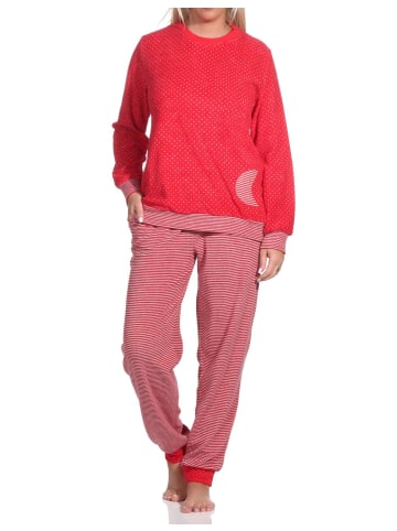 NORMANN Frottee Pyjama Bündchen Herz Tupfen und Ringeldesign - 75843 in bunt