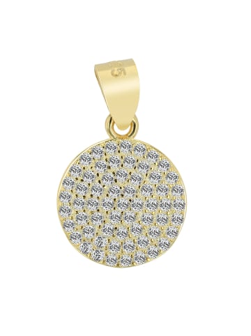Adeliás Damen Anhänger Kreis aus 925 Silber mit Zirkonia in gold