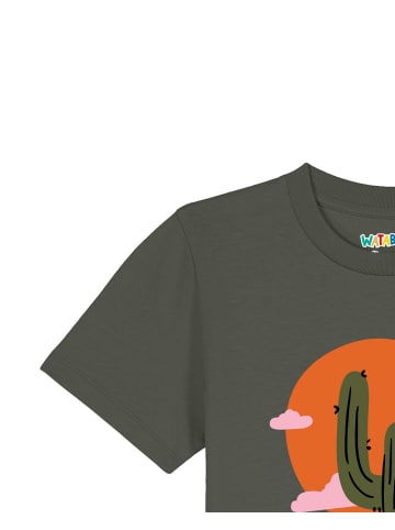wat? Apparel T-Shirt Kaktus im Sonnenuntergang in Khaki