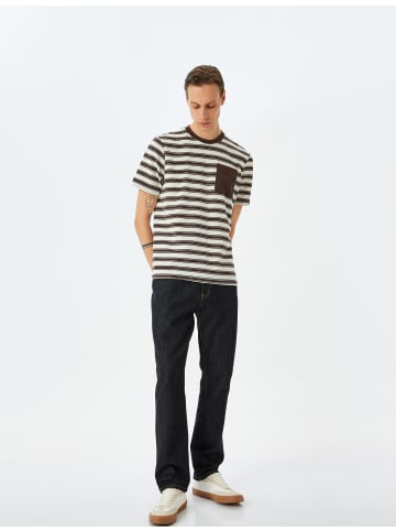 KOTON TSHIRT SS BSC in Braun Gestreift
