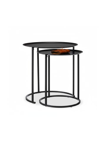 relaxdays 2x Beistelltisch in Anthrazit - (H)50 x Ø50 cm