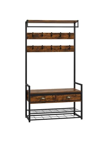 relaxdays Garderobenständer in Braun/ Schwarz - (B)80 x (H)181 x (T)30 cm