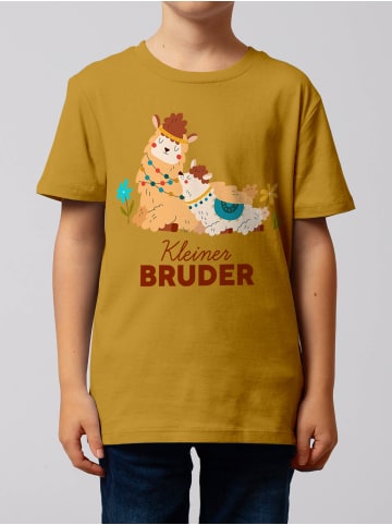 wat? Apparel T-Shirt Lama Kleiner Bruder in Ocker