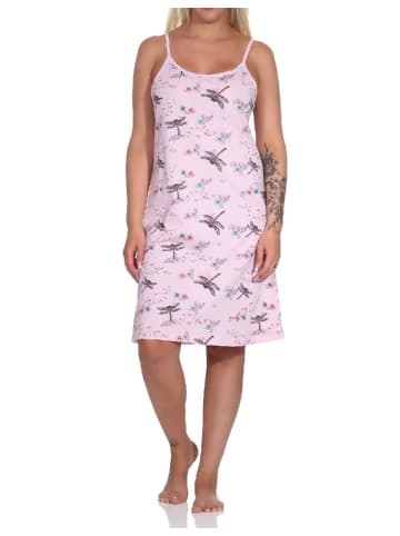 NORMANN Spaghetti Nachthemd florales Design - 79481 in rosa