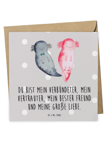 Mr. & Mrs. Panda Deluxe Karte Axolotl Freundin mit Spruch in Grau Pastell