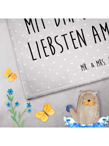 Mr. & Mrs. Panda Handtuch Hasen Muschel mit Spruch in Grau Pastell