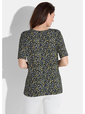 GOLDNER Shirt in marine / grün / gemustert