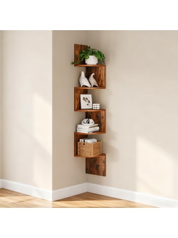 relaxdays Eckregal in Braun - (B)20 x (H)125 x (T)20 cm