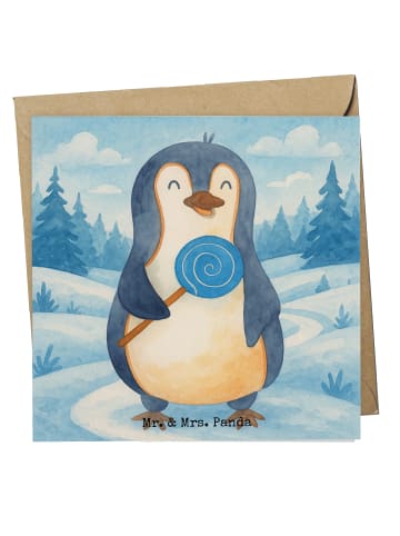 Mr. & Mrs. Panda Klappkarte Pinguin Lolli Design ohne Spruch in Weiß