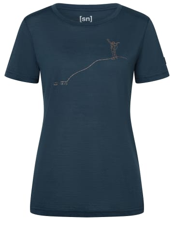 super.natural Merino T-Shirt W GIPFELGLÜCK TEE in blau