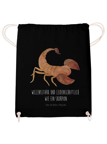 Mr. & Mrs. Panda Turnbeutel Sternzeichen Skorpion mit Spruch in Schwarz