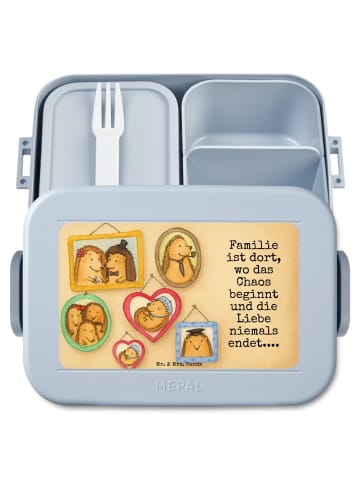 Mr. & Mrs. Panda Bentobox Igel Familie Design mit Spruch in Blau Pastell
