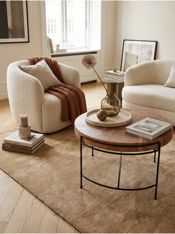 KADIMA DESIGN Couchtisch 62x40x62 cm Sofatisch Akazie Massivholz / Metall,