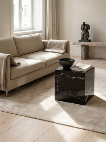 KADIMA DESIGN Couchtisch MONOBLOC 40x40x45 cm Hochglanz mit Marmor Optik, in Schwarz