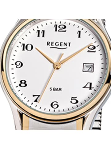 Regent Analog-Armbanduhr Regent Zugarmband silber, gold mittel (ca. 36mm)