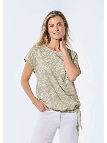 GOLDNER Kurzgröße: Shirt Shirt mit U-Boot-Ausschnitt in beige / gemustert