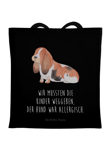 Mr. & Mrs. Panda Tragetasche Hund Basset Hound mit Spruch in Schwarz