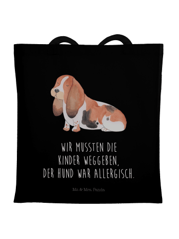 Mr. & Mrs. Panda Umhängetasche Hund Basset Hound mit Spruch in Schwarz