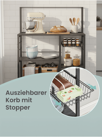VASAGLE Kücheninsel Barnet in Anthrazitgrau-Schwarz - (B)90 x (H)167 x (T)42 cm