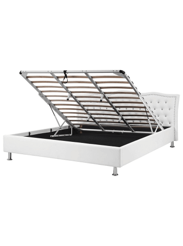 Beliani Doppelbett METZ in Weiß/Silber - (W) 205 x (H) 92 x (L) 214 cm