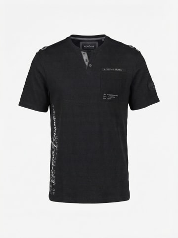 KOROSHI Henley cotton bedrucktes fancy t-shirt in Schwarz