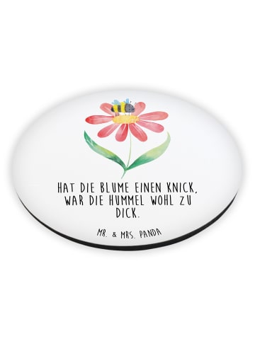Mr. & Mrs. Panda Rund Magnet Hummel Blume mit Spruch in Weiß