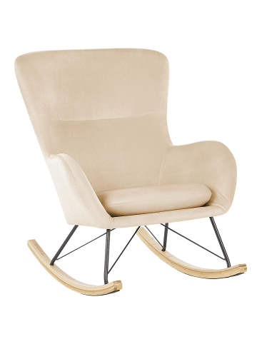 Beliani Schaukelsessel ELLAN in Beige/Schwarz/Braun - (W) 71 x (H) 97 x (L) 90 cm