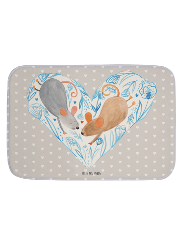 Mr. & Mrs. Panda Badematte Mäuse Herz ohne Spruch in Grau Pastell