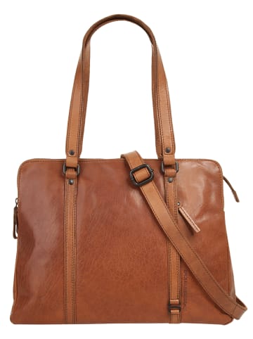 SPIKES & SPARROW Shopper LAPTOP SHOULDERBAG echt Leder in cognac