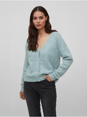 Vila Kuschelige Strickjacke Langarm V-Neck Cardigan VIJAMINA in Türkis