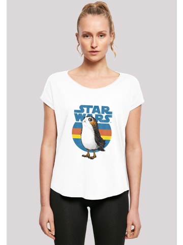 F4NT4STIC Long Cut T-Shirt 'Star Wars Last Jedi Porg' in weiß