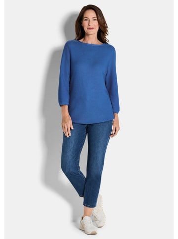 GOLDNER Eleganter Baumwollpullover, Halbarm in royalblau