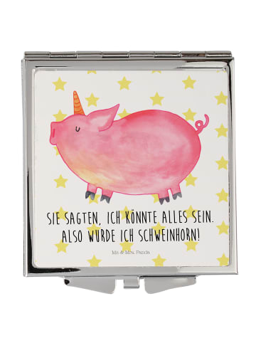 Mr. & Mrs. Panda Handspiegel Einhorn Schwein mit Spruch in Weiß