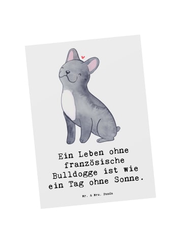 Mr. & Mrs. Panda Postkarte Französische Bulldogge mit Spruch in Weiß